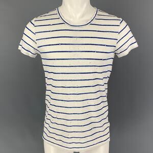 IRO Size XS White Blue Stripe Linen Mina T-shirt